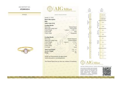 BAGUE OR JAUNE, SPINELLE ET DIAMANTS ET CERTIFICAT...