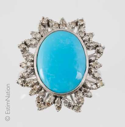 BAGUE ARGENT, TURQUOISE ET DIAMANTS
Ring...