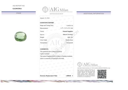 SAPHIR VERT SOUS SCELLÉ ET CERTIFICAT D'ANALYSE
A...