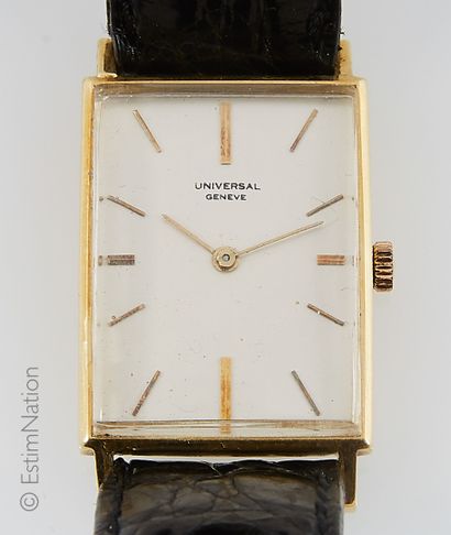 UNIVERSAL GENEVE
Tank style watch in 18k...