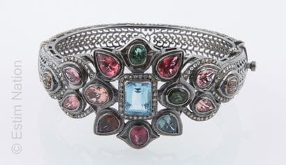 BRACELET ARGENT, TOURMALINES DE COULEURS...
