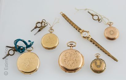 LOT DE MONTRES
A set of five 18k yellow gold...