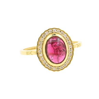 BAGUE OR JAUNE, SPINELLE ET DIAMANTS ET CERTIFICAT...
