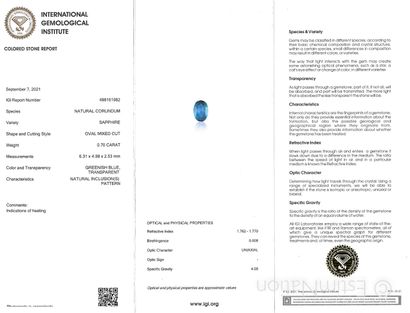 SAPHIR SUR PAPIER ET CERTIFICAT
Un saphir...