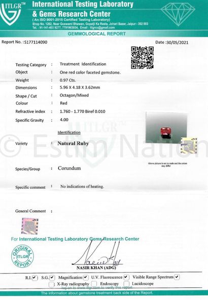 RUBIS SUR PAPIER AVEC CERTIFICATS
An octagonal...
