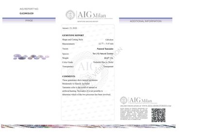 DIX TANZANITES SUR PAPIER ET CERTIFICAT D'ANALYSE
Dix...