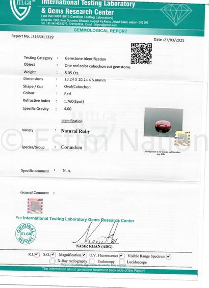 RACINE DE RUBIS SUR PAPIER AVEC CERTIFICAT
Une...