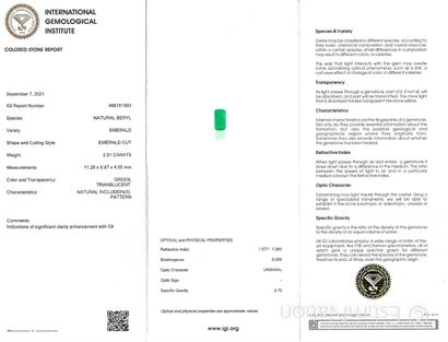 EMERAUDE SUR PAPIER ET CERTIFICAT
Une émeraude...