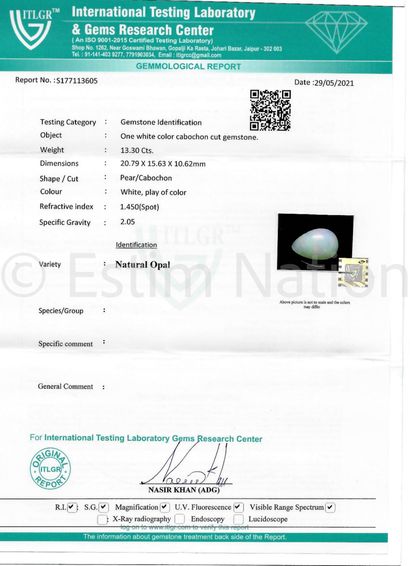 OPALE SUR PAPIER AVEC CERTIFICAT
Une opale...