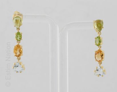 PENDANTS D'OREILLES VERMEIL, PERIDOT, CITRINE...