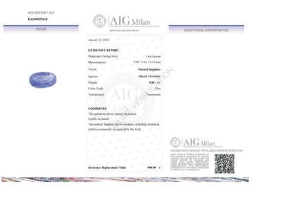 SAPHIR SOUS SCELLÉ ET CERTIFICAT D'ANALYSE
A...