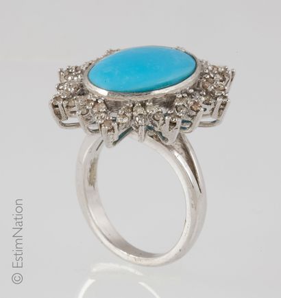 BAGUE ARGENT, TURQUOISE ET DIAMANTS
Ring...