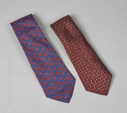 HERMES

TWO CRAVATES in printed silk twill,...