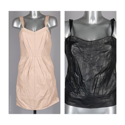K-YEN
ROBE en cuir agneau rose pâle à bretelles,...