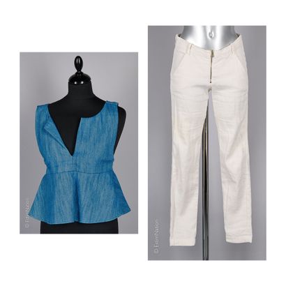 BASH
TOP en coton façon denim bleu (T 0),...