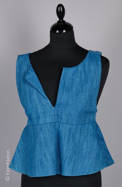 BASH
TOP en coton façon denim bleu (T 0),...