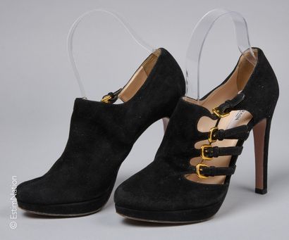 PRADA
Pair of semi-compensated black leather...