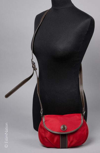 LANCEL
SMALL BAG in garnet nylon and chocolate...
