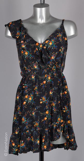 SANDRO
ROBE en viscose noire imprimée de...