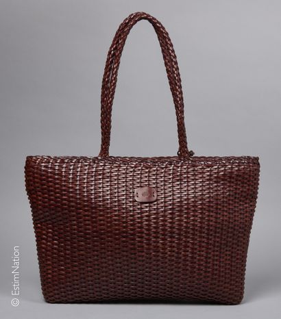 MULBERRY
Chocolate woven leather CABAS, canvas...