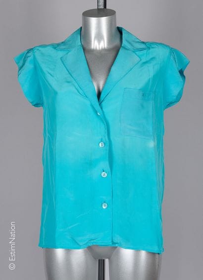CHANEL VINTAGE
Turquoise silk CORSAGE, chest...