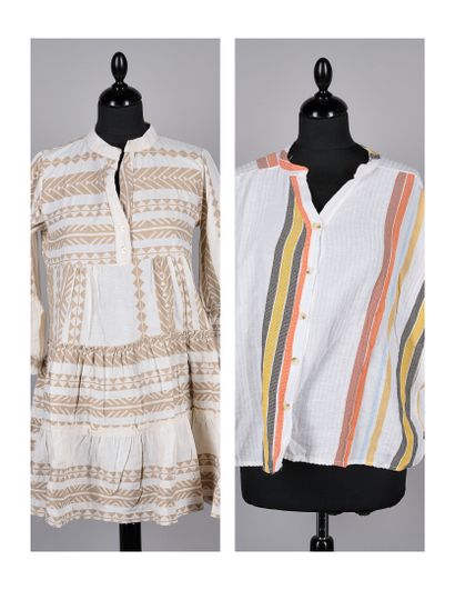 JOHANNA
MINI ROBE en coton tissé beige et...