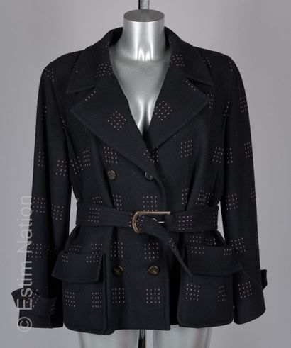 GIVENCHY
VESTE en laine noire surpiquée bordeaux...
