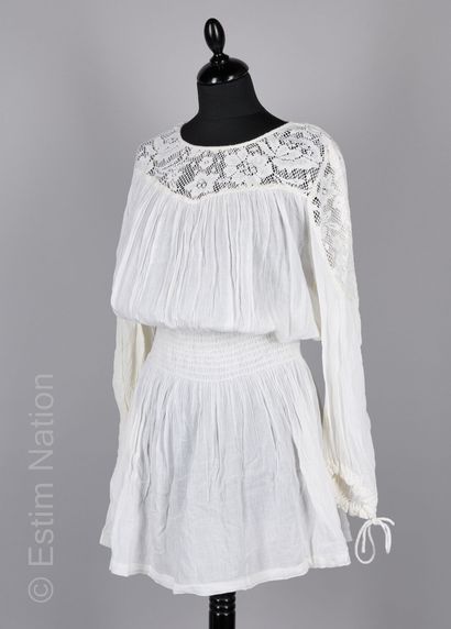 BERENICE
MINI ROBE en coton plissé et macramé...