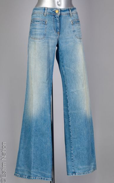 CHLOE
TWO light blue denim JEANS: the first...