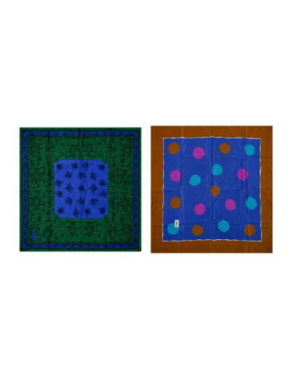 YVES SAINT LAURENT
TWO silk CARRES: the first...