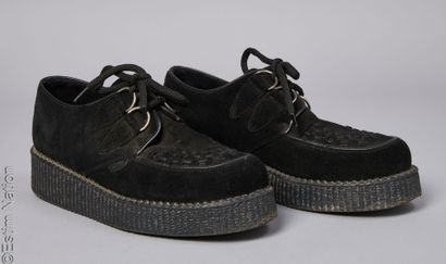 UNDERGROUND
PAIR OF black leather wedge MOCASSINS...