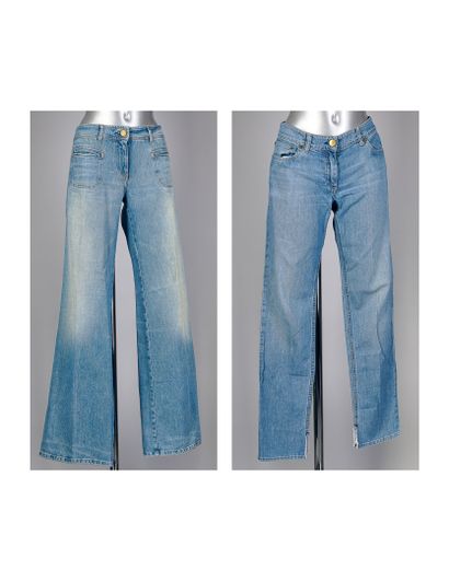 CHLOE
TWO light blue denim JEANS: the first...