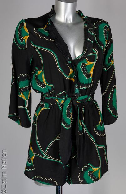 BA&SH
COMBISHORT in black viscose crepe printed...