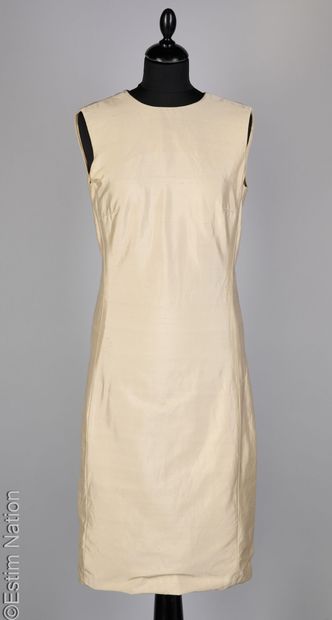 CELINE
SET in beige wild silk: dress (S 38)...