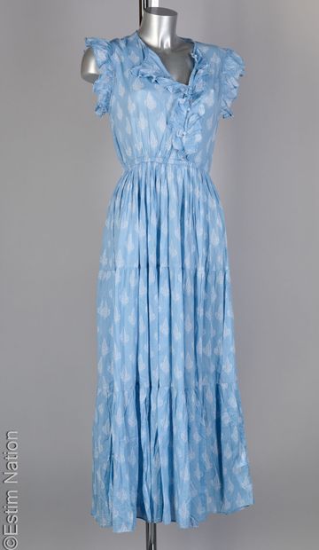 MAJE
Dress in blue cotton voile printed with...