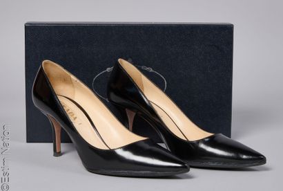 PRADA
Pair of black glacé leather ESCARPINS...