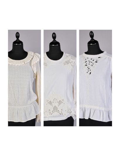 IRO, BA&SH
TROIS BLOUSES en coton blanc agrémentées...