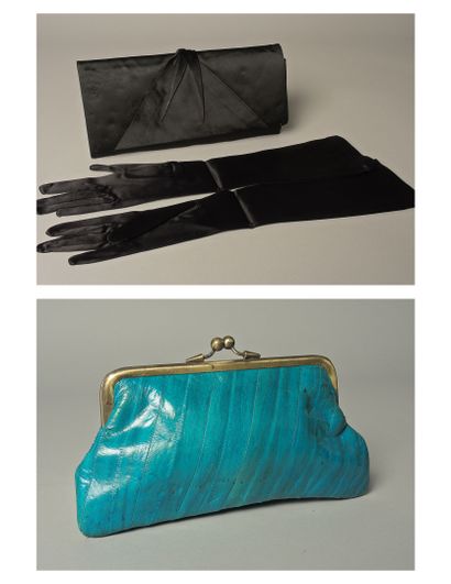 ANONYMOUS
POCKET in black satin crepe embellished...