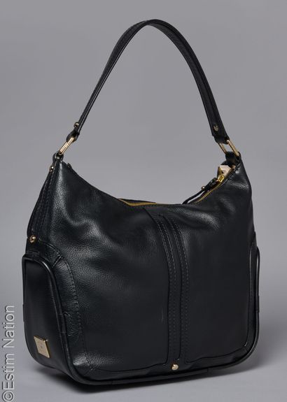 LANCEL
BAG in black topstitched grained leather,...