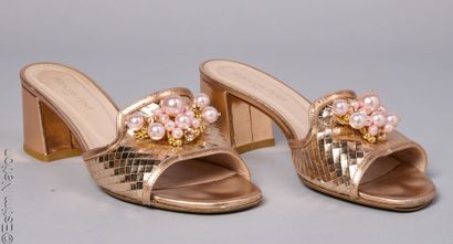 FRANCOIS PINET
Pair of iridescent pink leather...
