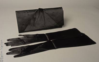ANONYMOUS
POCKET in black satin crepe embellished...