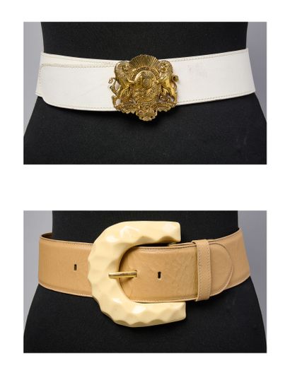 REVILLON, GENNY
TWO LARGE leather BELTS:...