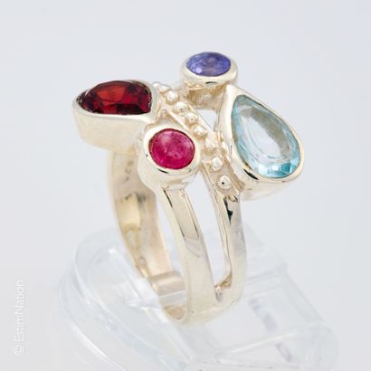 BAGUE PIERRES MULTICOLORES 
Bague en argent...