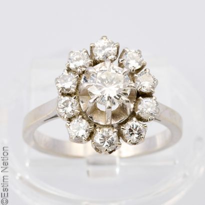 BAGUE PLATINE, OR GRIS ET DIAMANTS
Élégante...