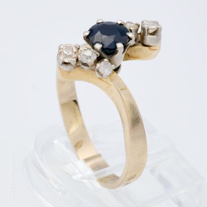BAGUE PLATINE, OR GRIS, SAPHIR ET DIAMANTS
Bague...