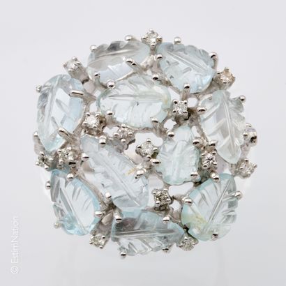 BAGUE AIGUE-MARINE 
Importante bague en argent...