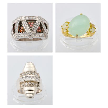LOT DE BAGUES 
Lot de trois bagues en argent...