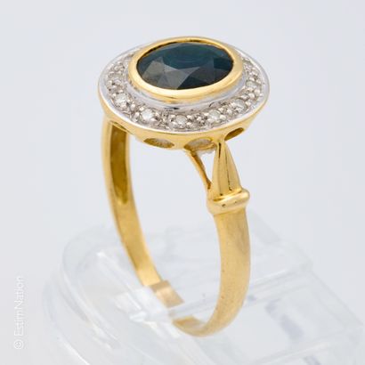 BAGUE OR DEUX TONS SAPHIR ET DIAMANTS
Bague...