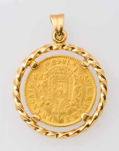 PENDENTIF OR 20 FRANCS 
Pendentif la monture...