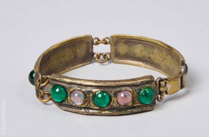 WILLY
BRACELET in patinated metal, emerald...